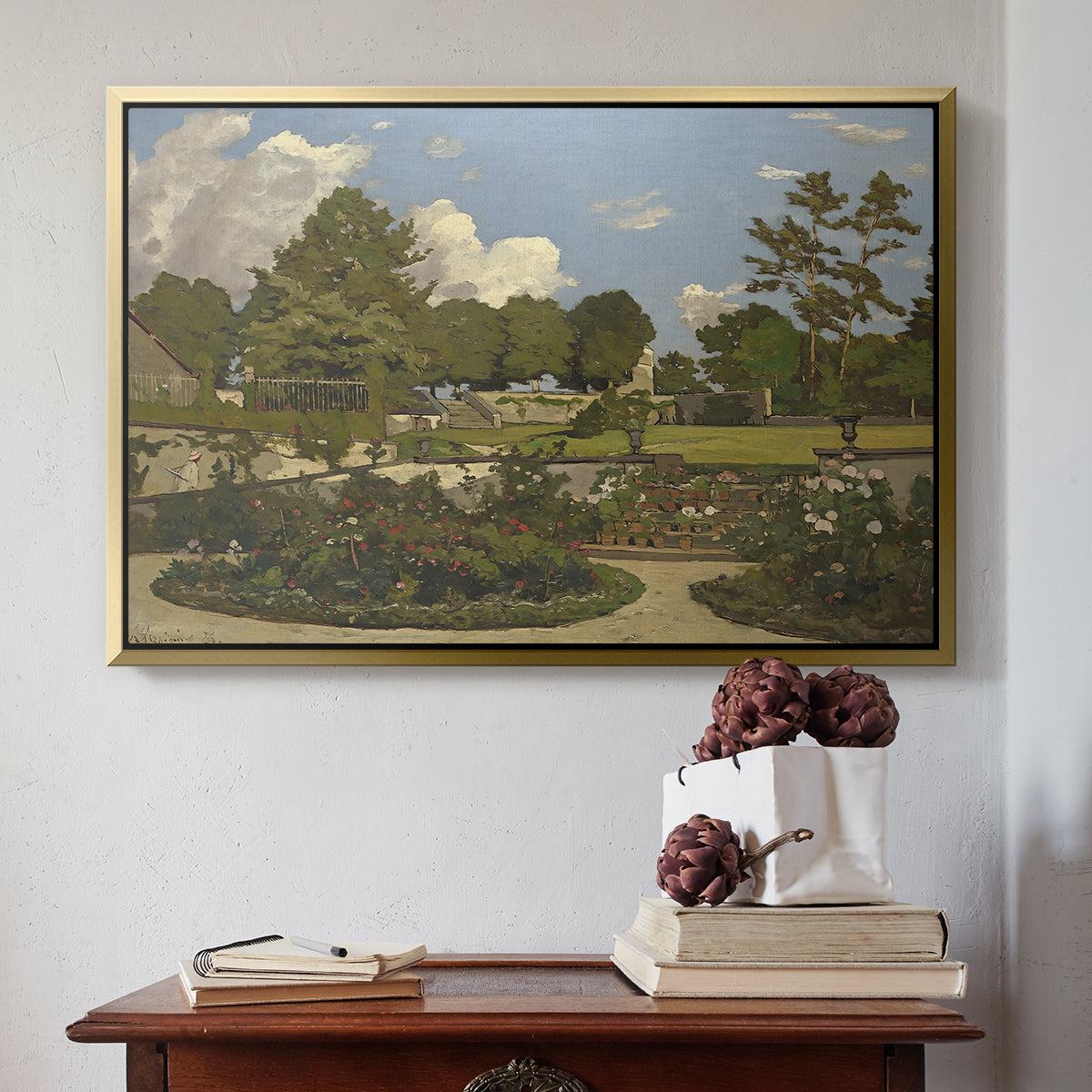 The Painter's Garden at Saint-Privé, 1886 - Floater Framed Canvas Print