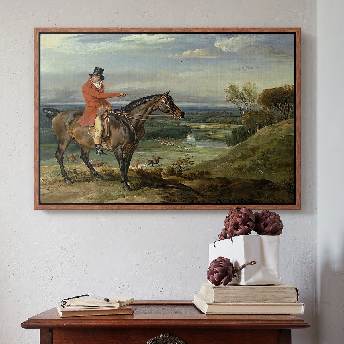 John Levett Hunting at Wychnor, Staffordshire, 1818 - Floater Framed Canvas Print