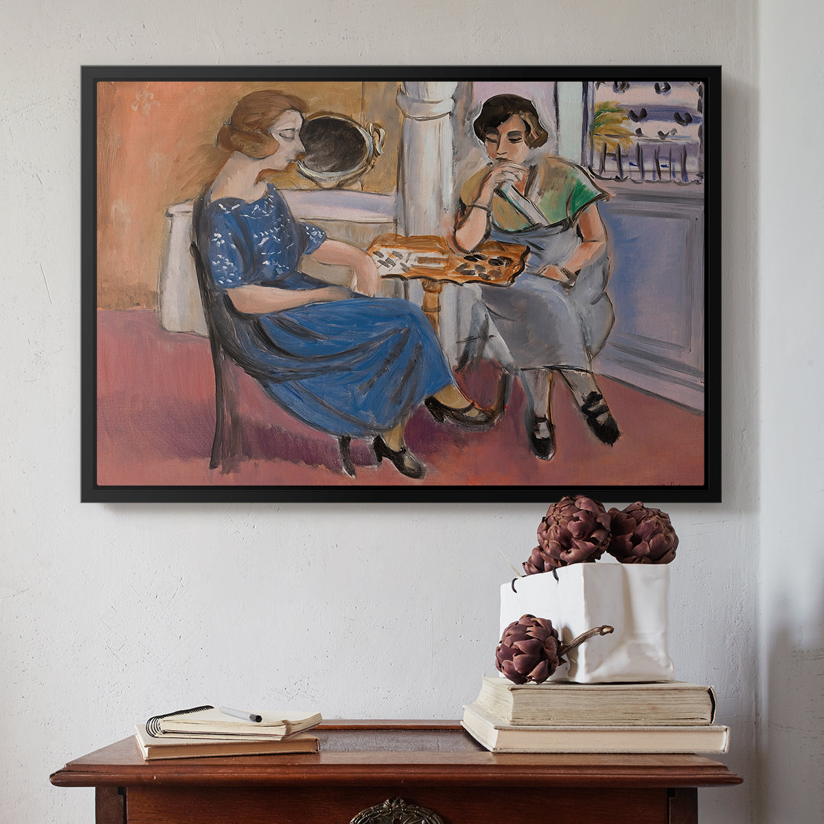 Domino Players, 1921 - Floater Framed Canvas Print