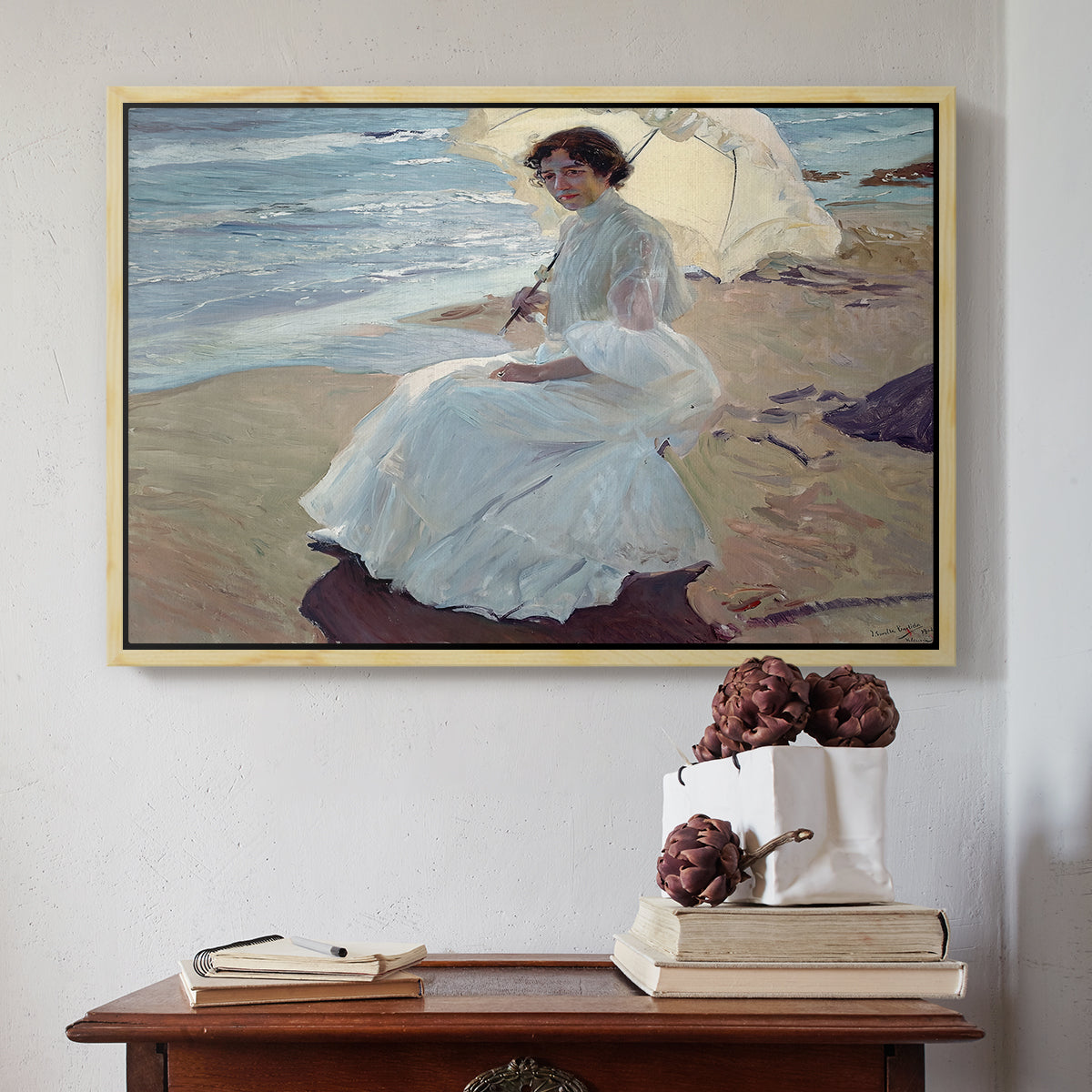 Clotilde on the Beach, 1904 - Floater Framed Canvas Print