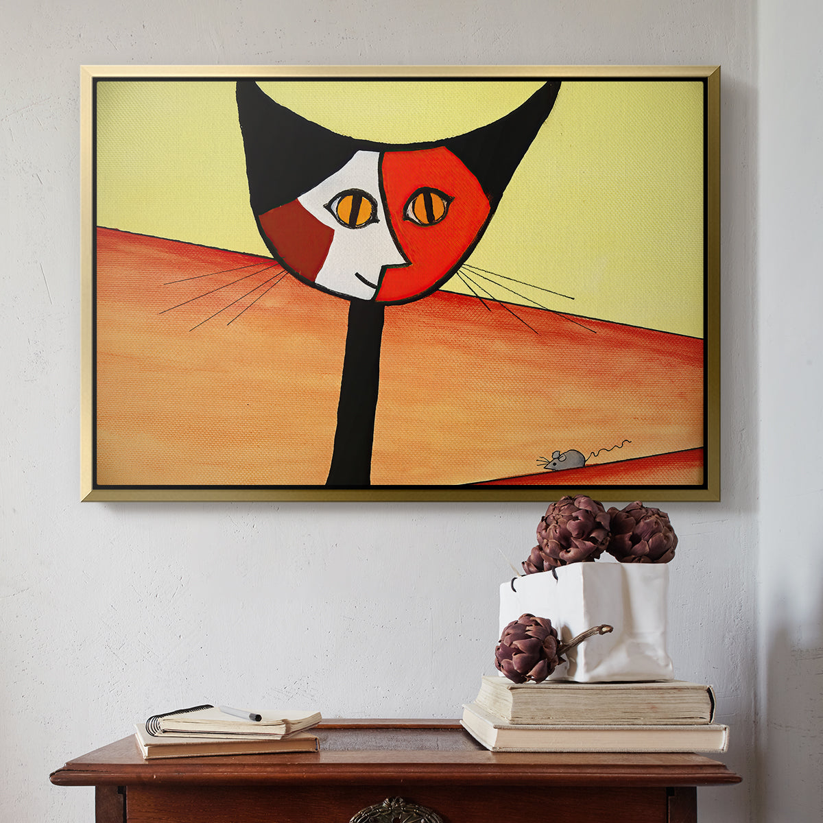 Picasso's Cat–El Gato - Floater Framed Canvas Print
