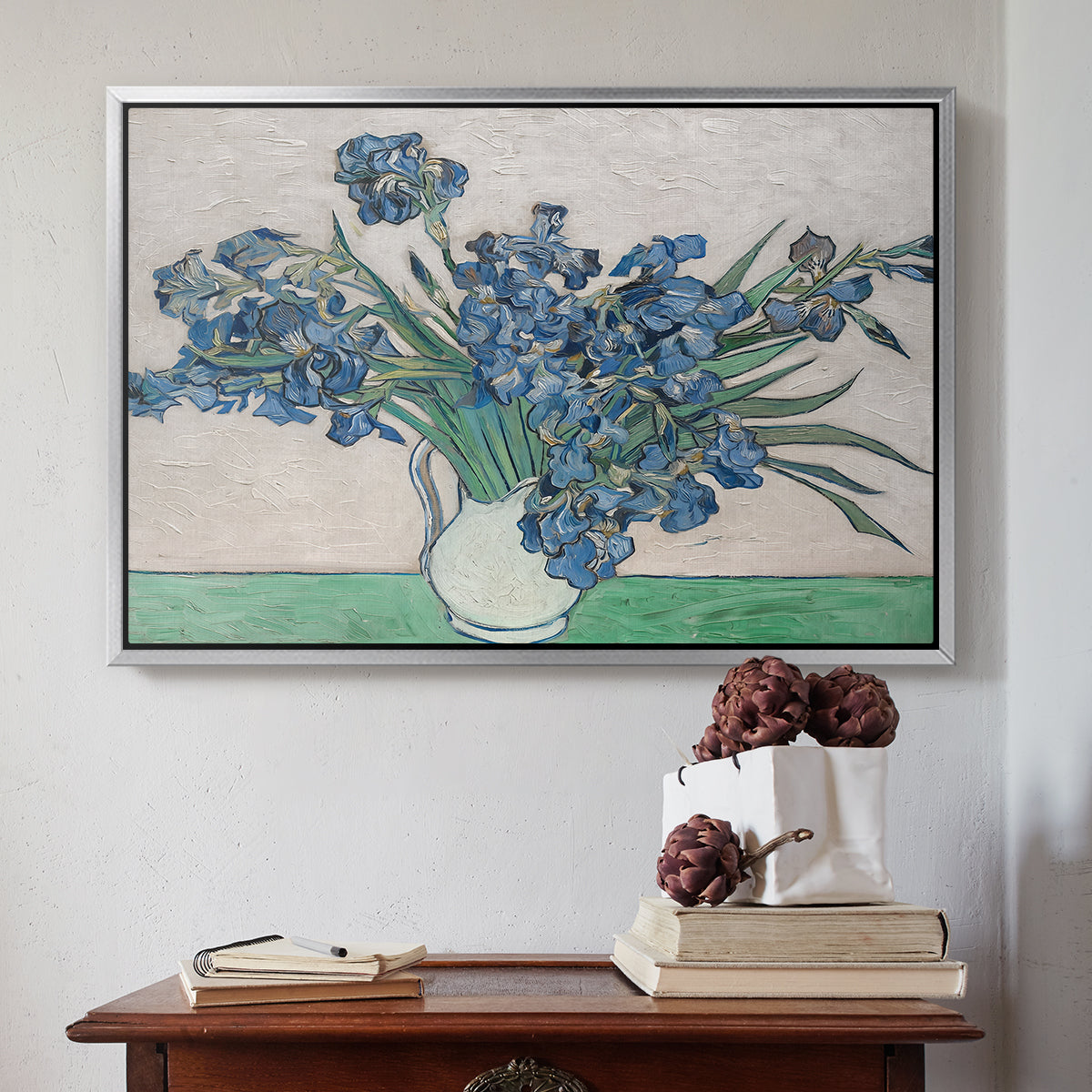 Irises, 1890 - Floater Framed Canvas Print