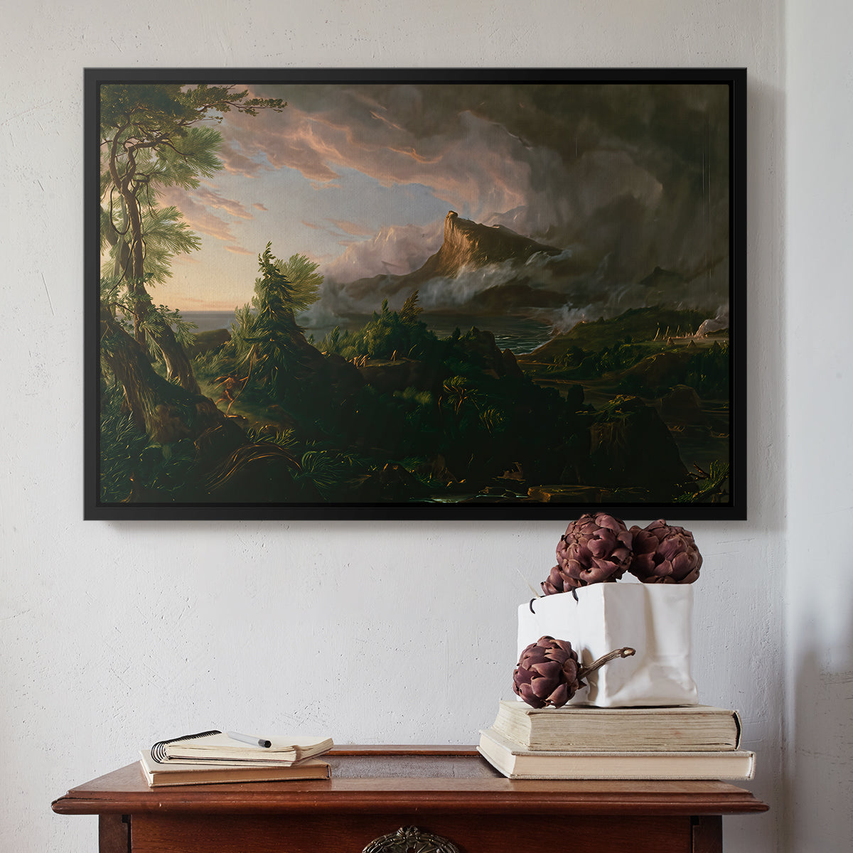The Course of Empire: The Savage State, 1834 - Floater Framed Canvas Print