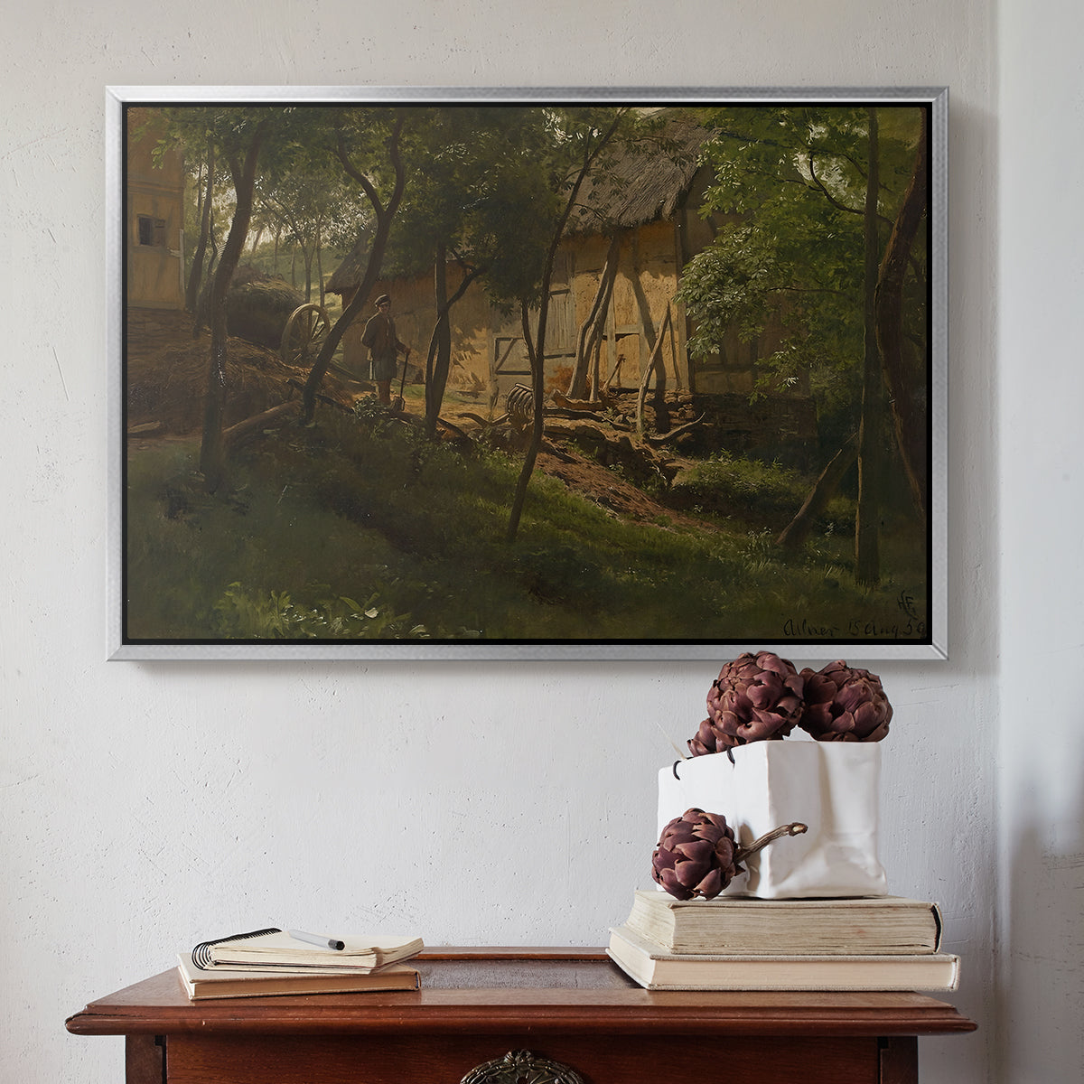 German Farm, 1859 - Floater Framed Canvas Print