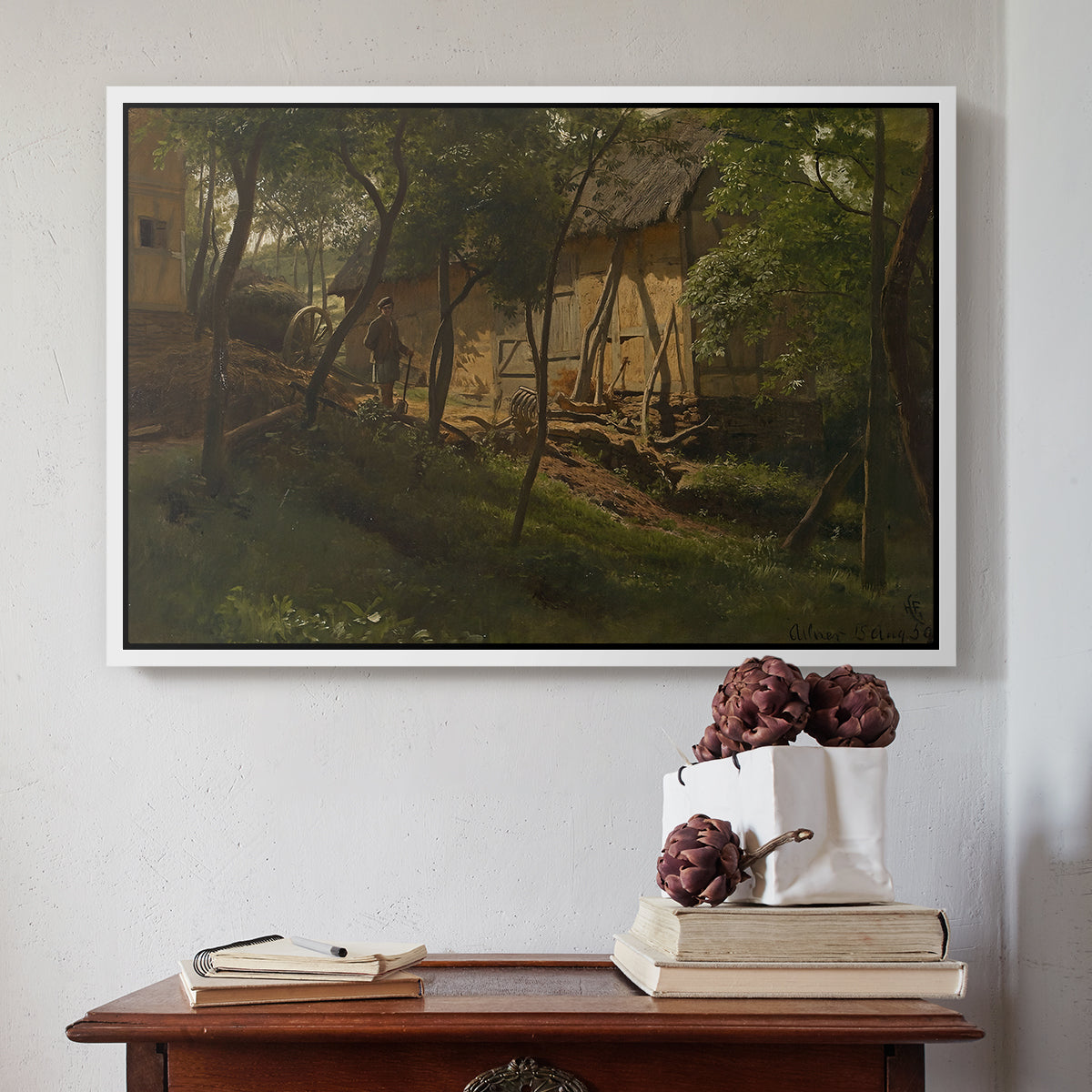 German Farm, 1859 - Floater Framed Canvas Print