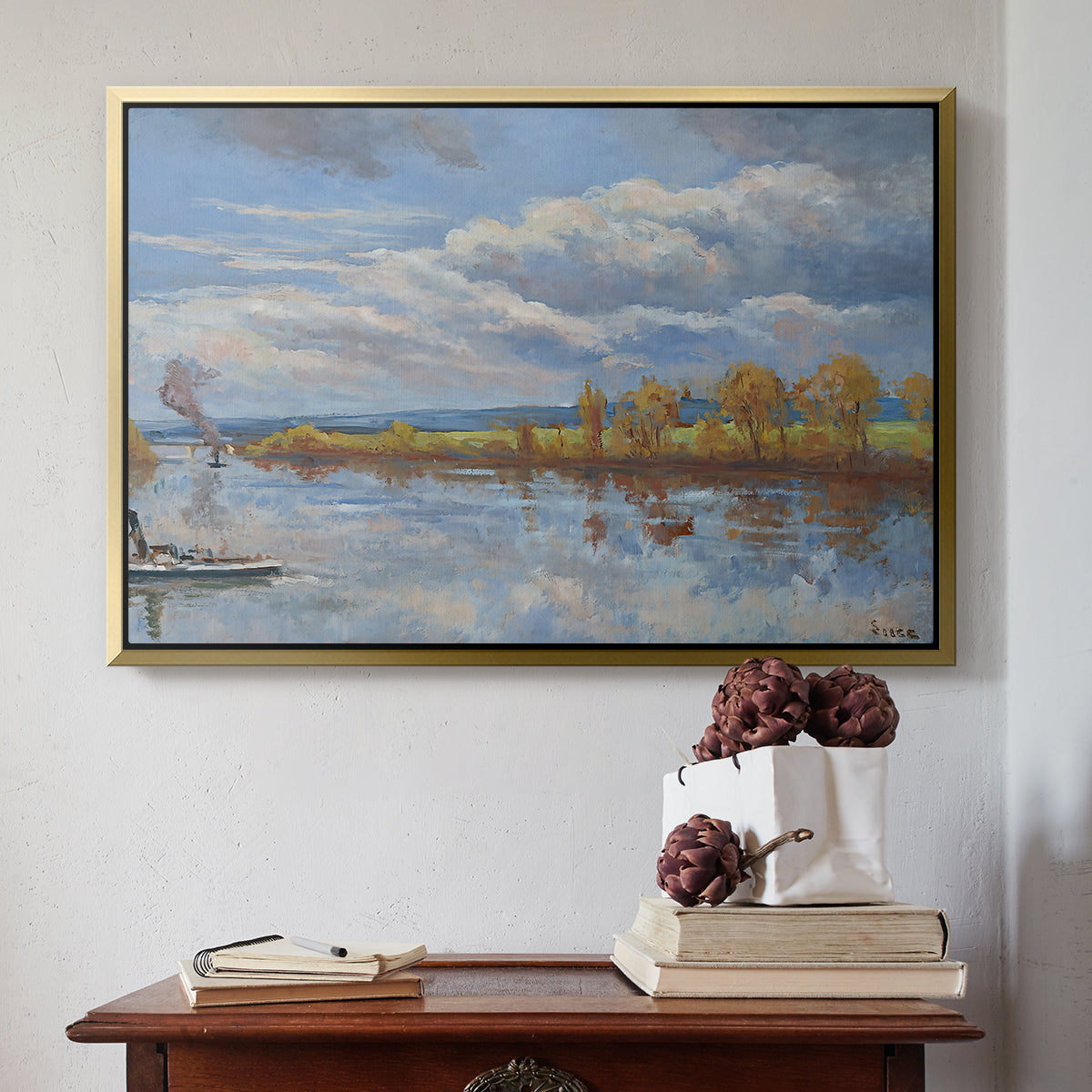 The Banks of the River Seine, 1893 - Floater Framed Canvas Print