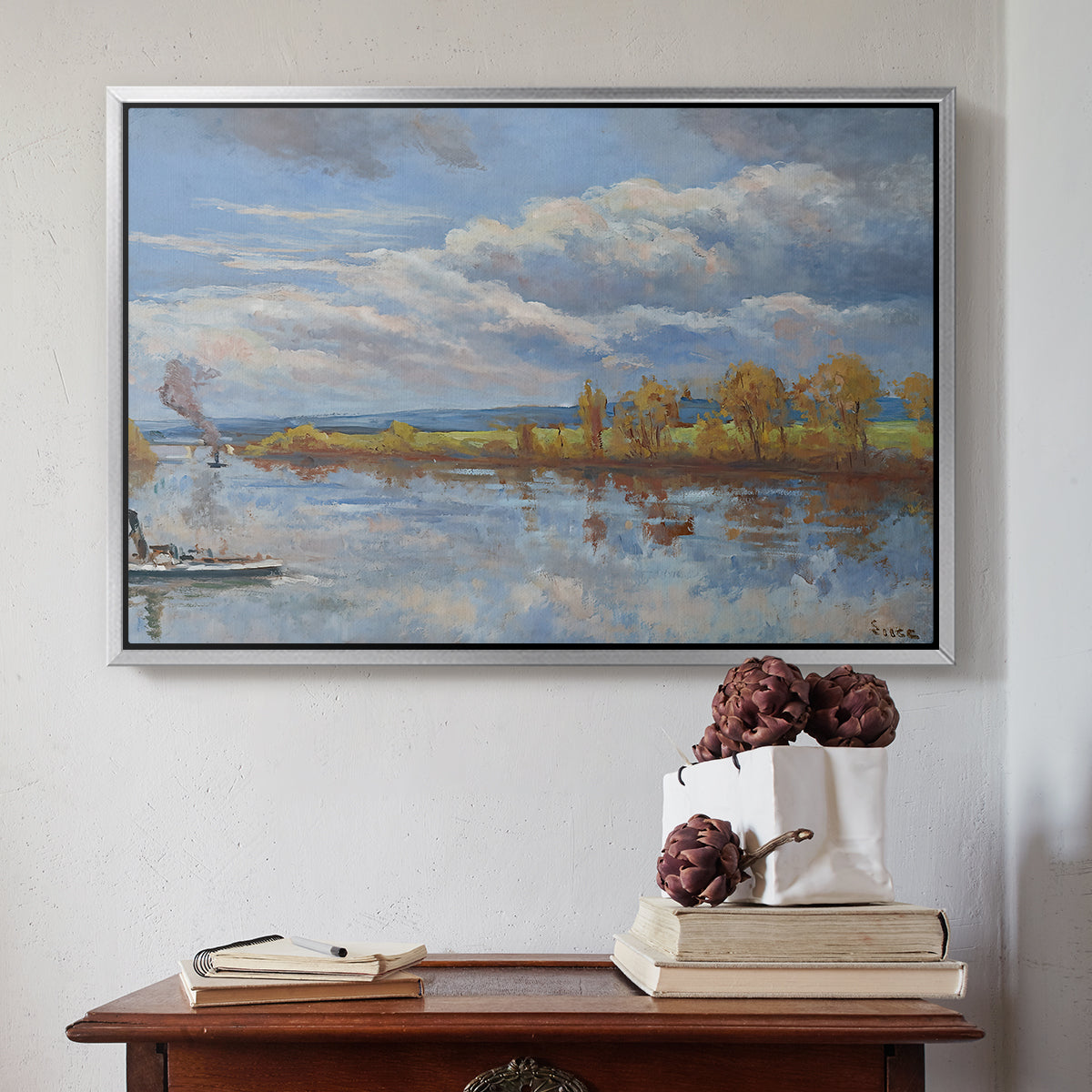 The Banks of the River Seine, 1893 - Floater Framed Canvas Print