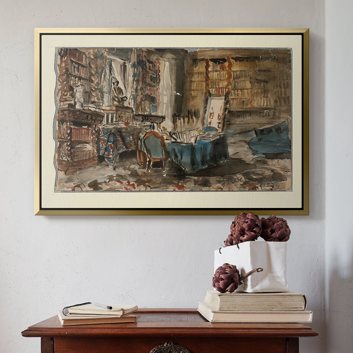 Cabinet de Flaubert à Croisset, 1874 - Floater Framed Canvas Print