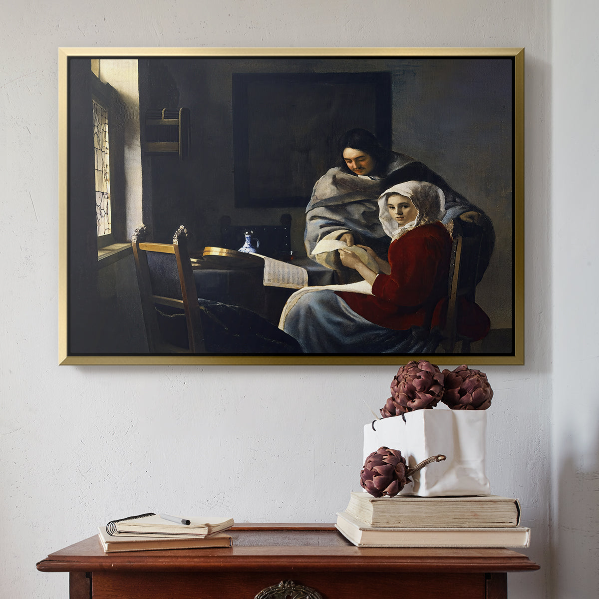 Girl Interrupted at Her Music, c. 1658-1659 - Floater Framed Canvas Print