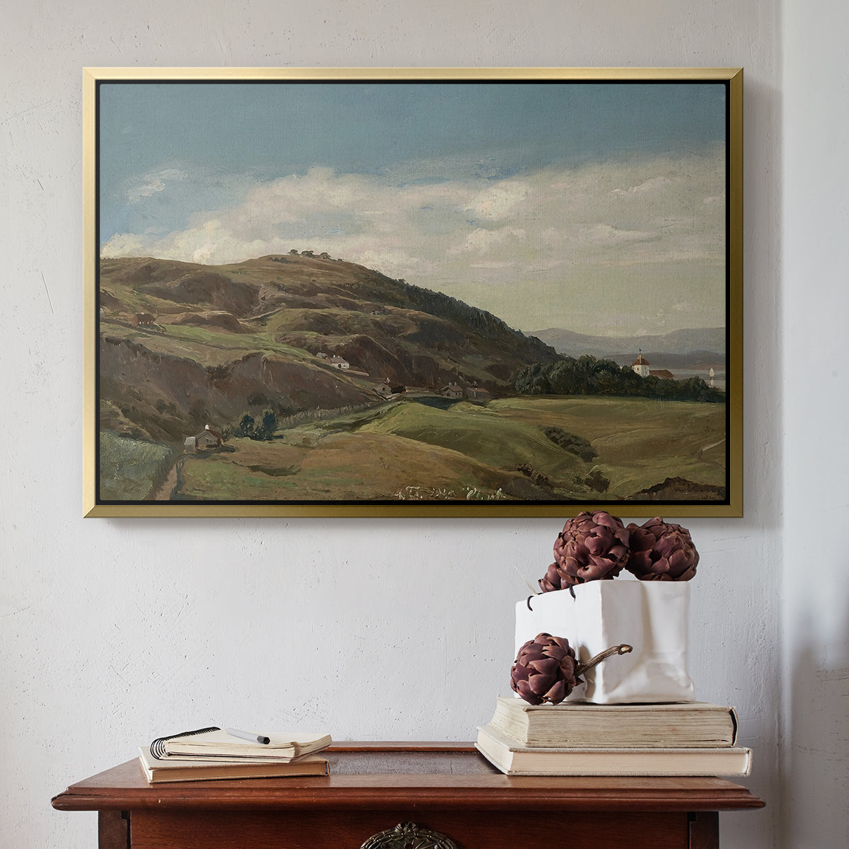 Ekeberg and Oslo Church, 1852 - Floater Framed Canvas Print