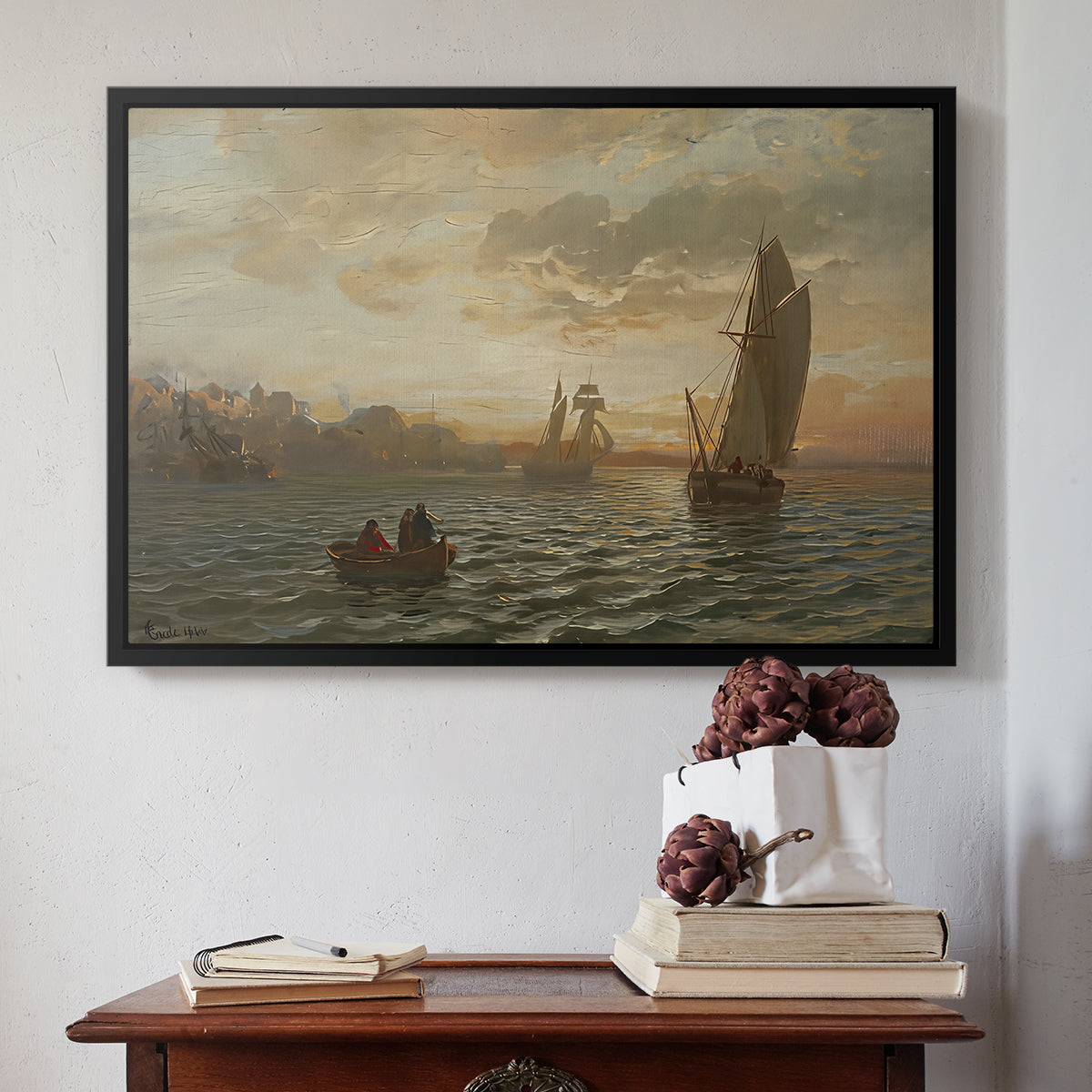 View from the Oslofjord, 1866 - Floater Framed Canvas Print