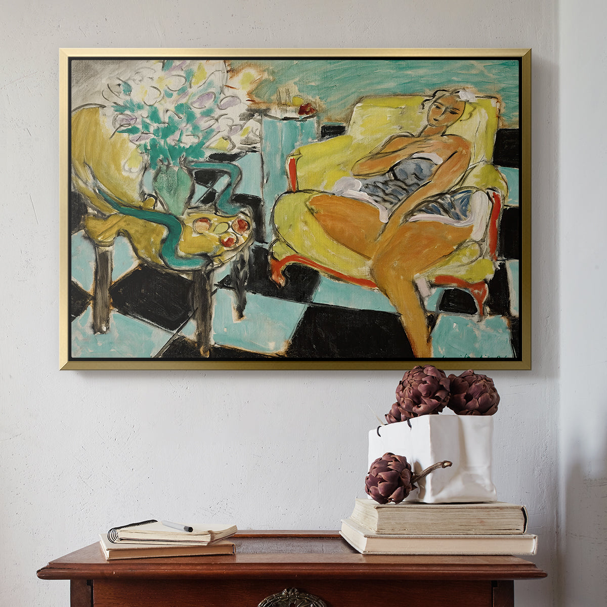 Seated Woman with Flower, 1942 - Floater Framed Canvas Print