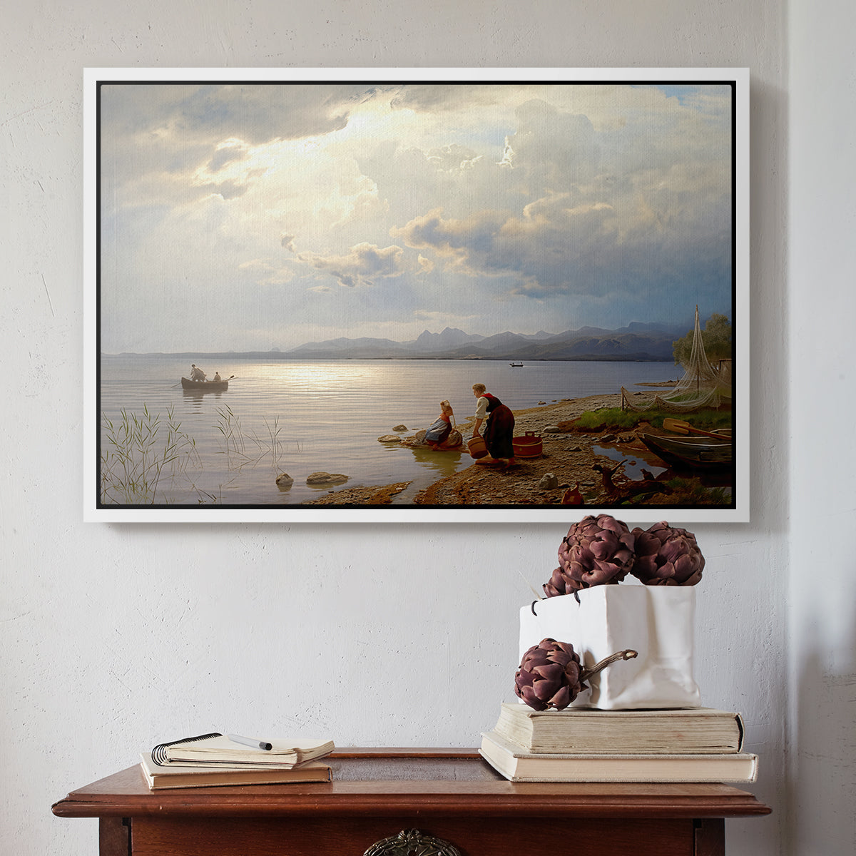 On the Banks of the Chiemsee, 1871 - Floater Framed Canvas Print
