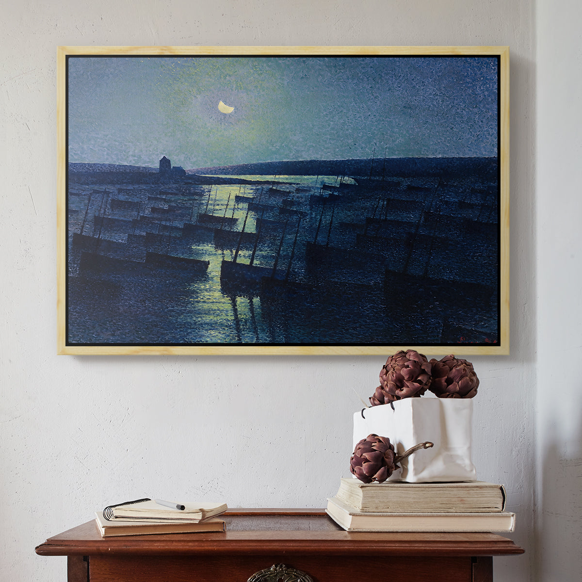 Camaret, Moonlight and Fishing Boats, 1894 - Floater Framed Canvas Print