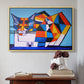 Cassie Thinking about Cubism - Floater Framed Canvas Print