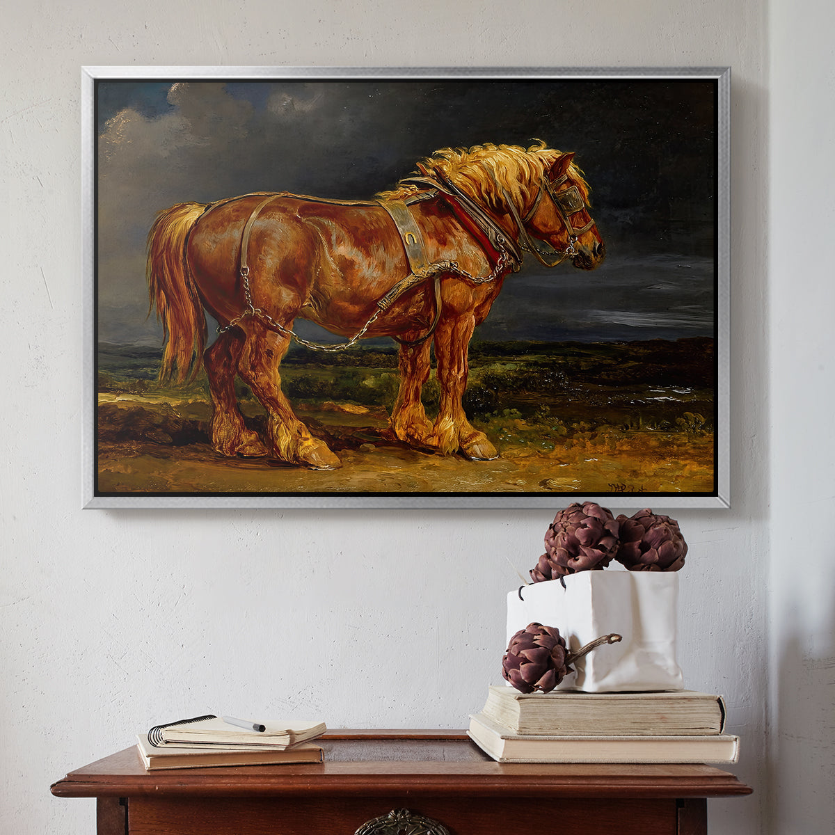 The Shire Horse Elephant in an Extensive Landscape, c. 1850s - Floater Framed Canvas Print