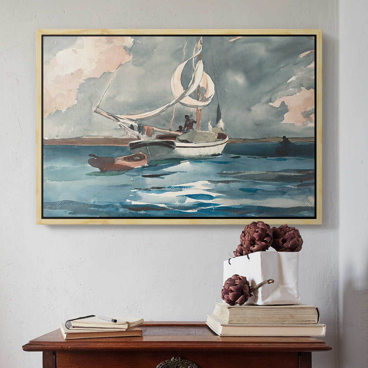Sloop, Nassau, 1899 - Floater Framed Canvas Print