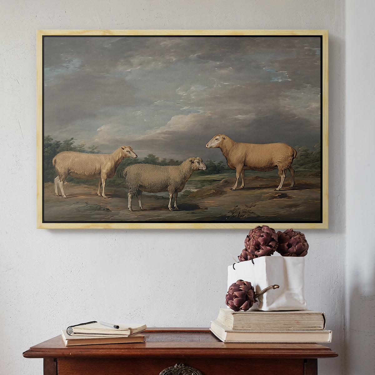 Ryelands Sheep, the King's Ram, the King's Ewe and Lord Somerville's Wether, c. 1801-1807 - Floater Framed Canvas Print