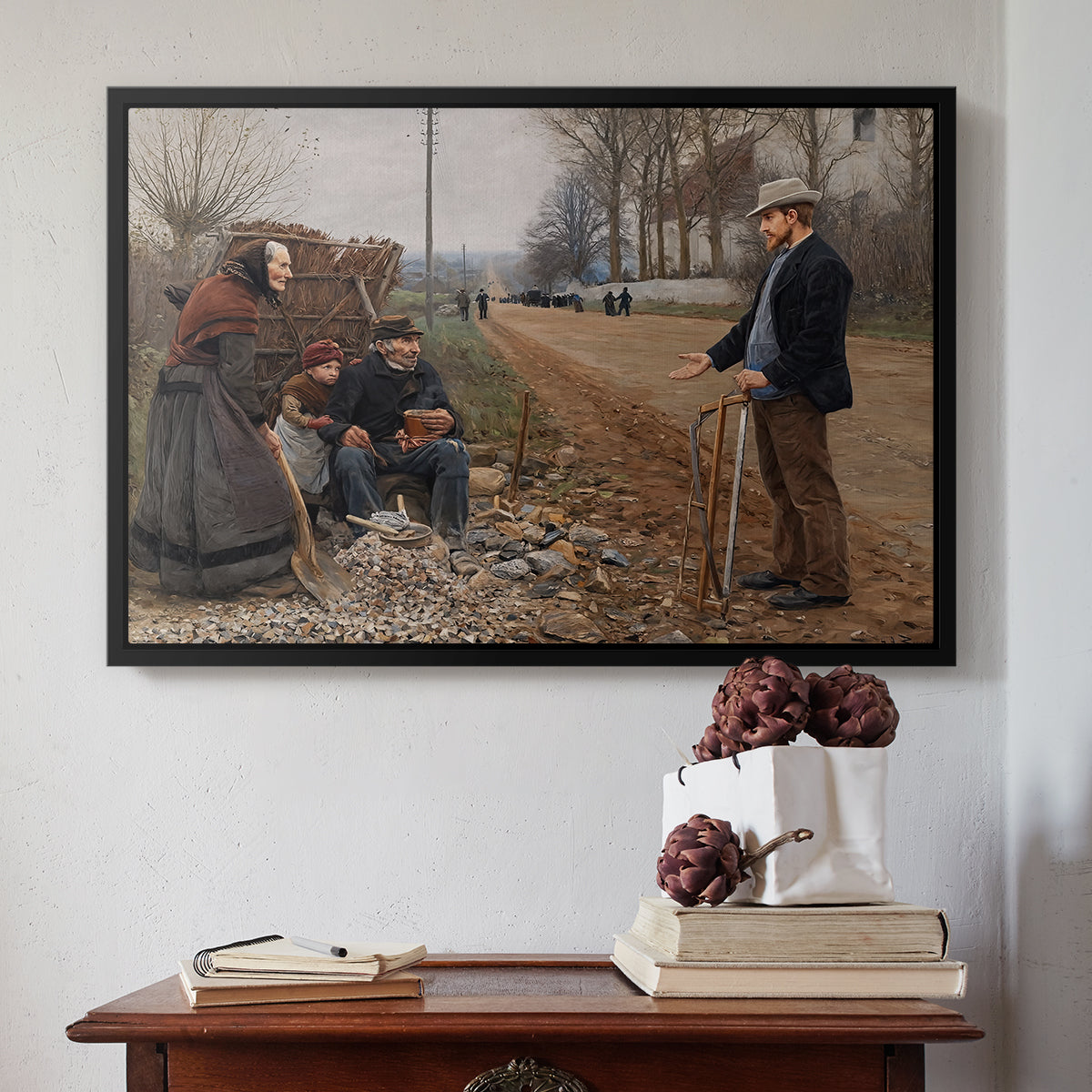 People by a Road, 1893 - Floater Framed Canvas Print