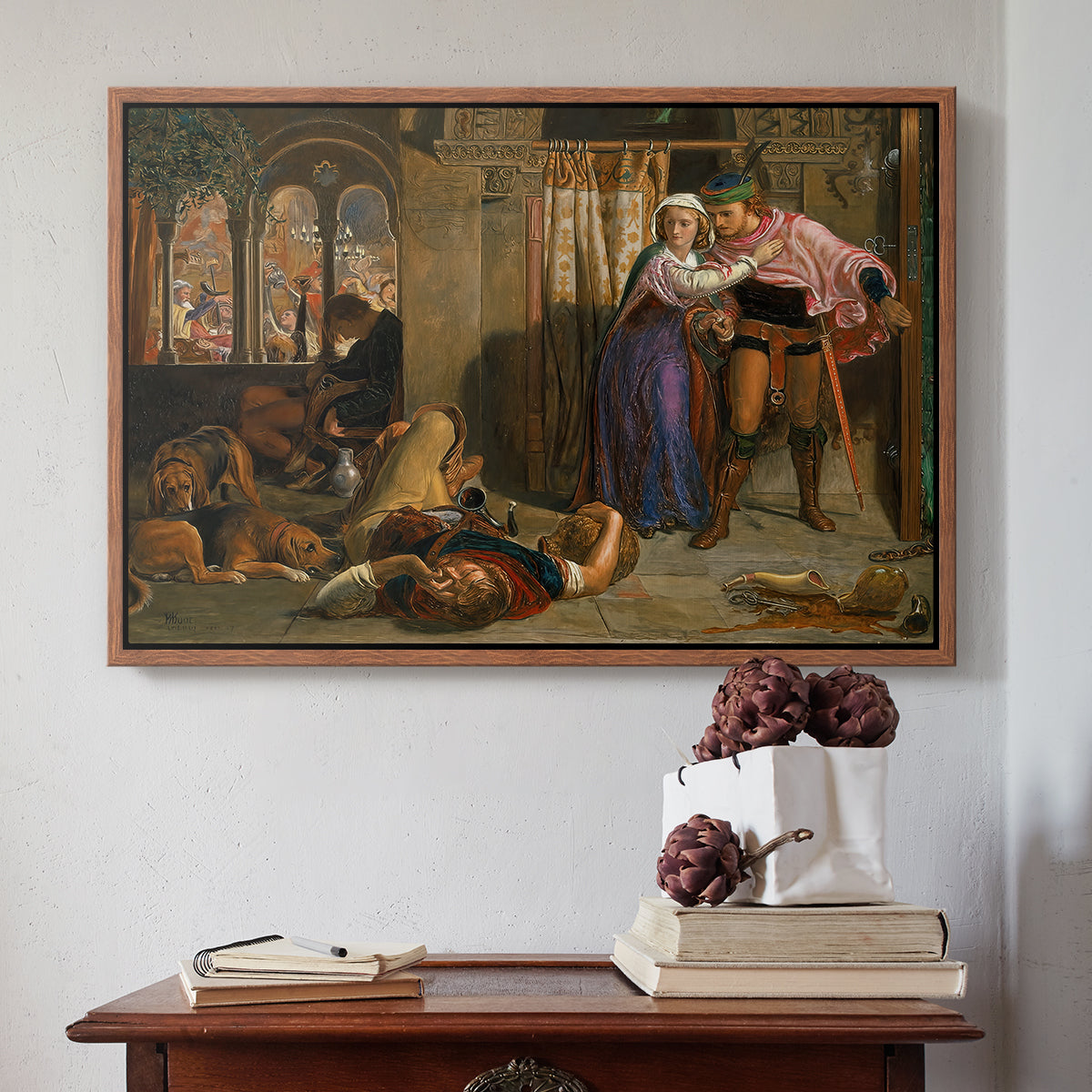 The Flight of Madeline and Porphyro, 1848 - Floater Framed Canvas Print