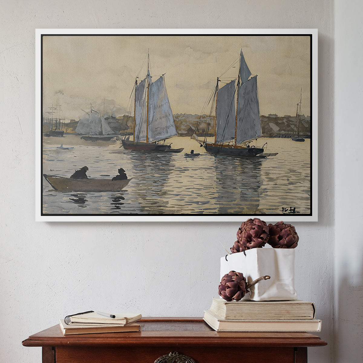 Two Schooners, Gloucester, c. 1880 - Floater Framed Canvas Print