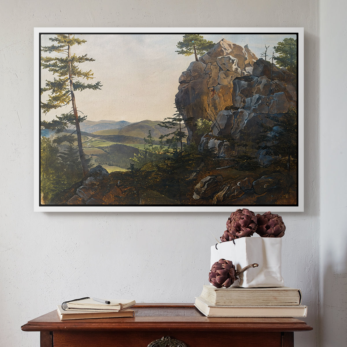 Landscape with the Balbersteine near Miesenbach, 1839 - Floater Framed Canvas Print