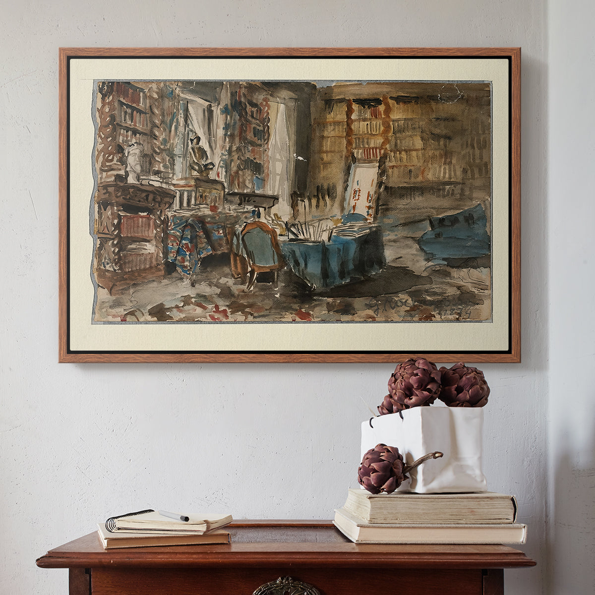 Cabinet de Flaubert à Croisset, 1874 - Floater Framed Canvas Print