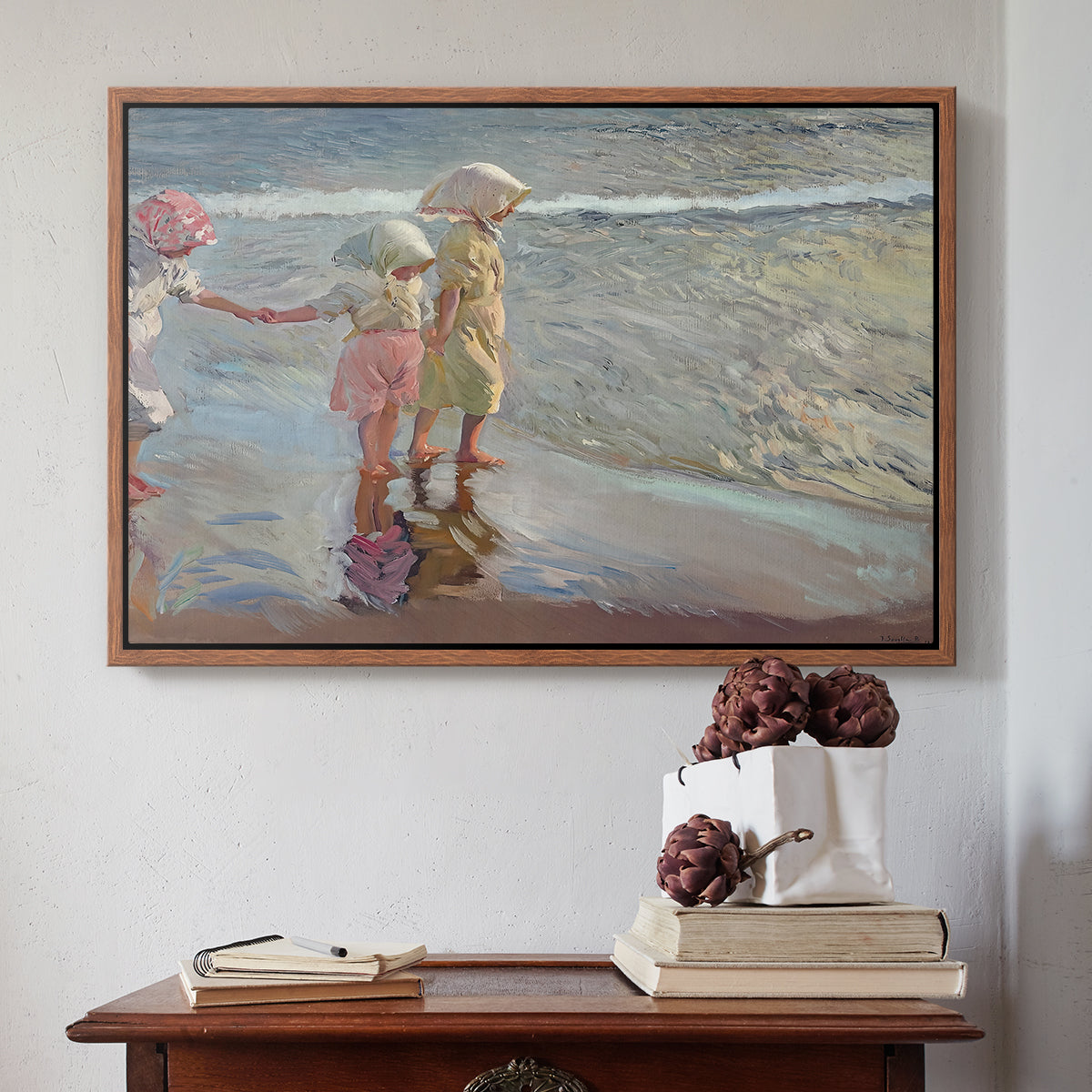The Three Sisters on the Beach, 1908 - Floater Framed Canvas Print