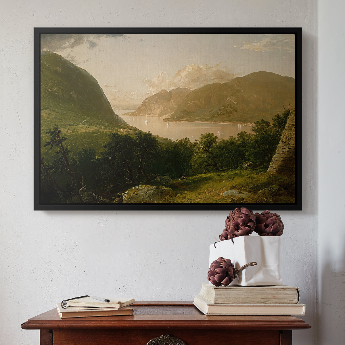 Hudson River Scene, 1857 - Floater Framed Canvas Print