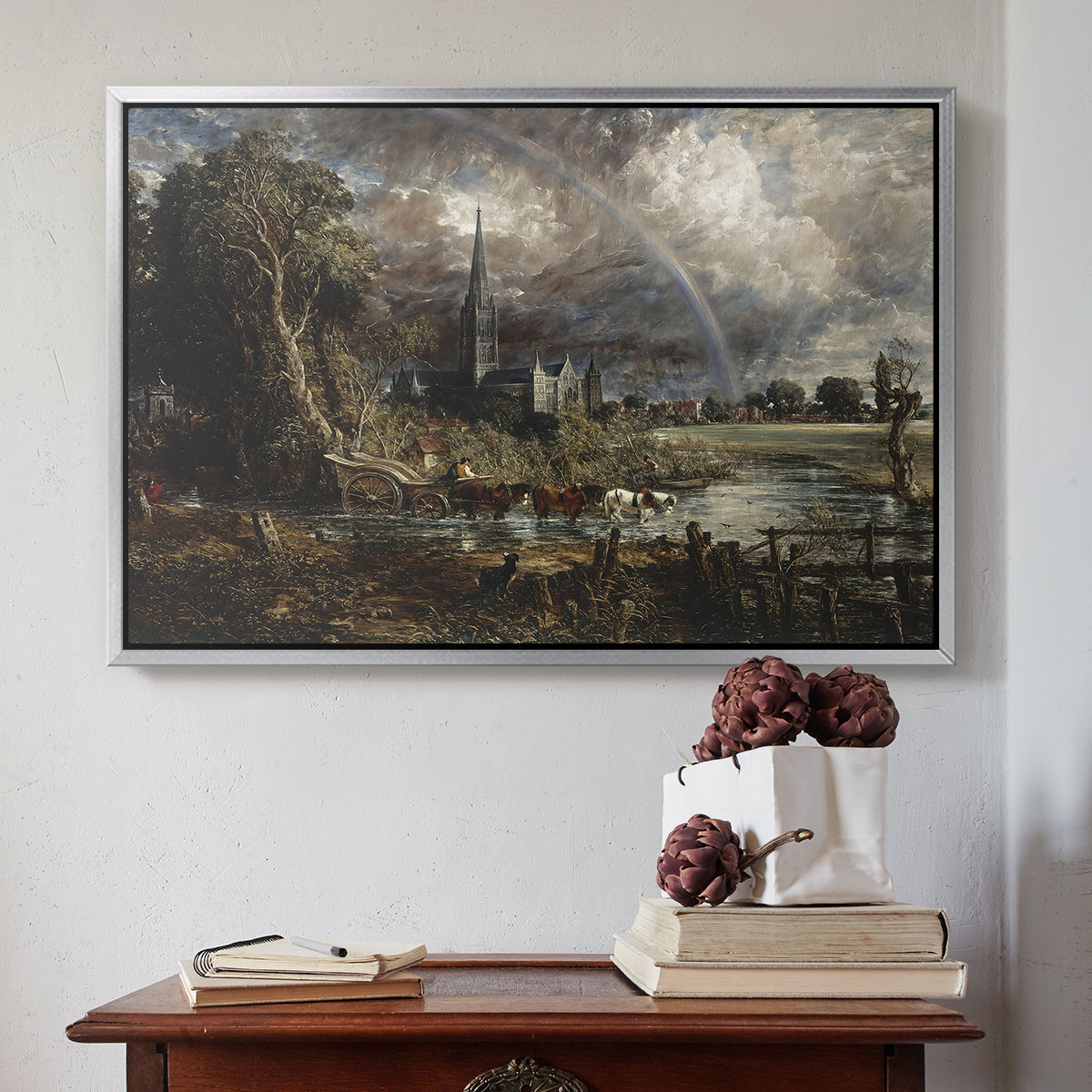 Salisbury Cathedral from the Meadows (Detail), 1831 - Floater Framed Canvas Print