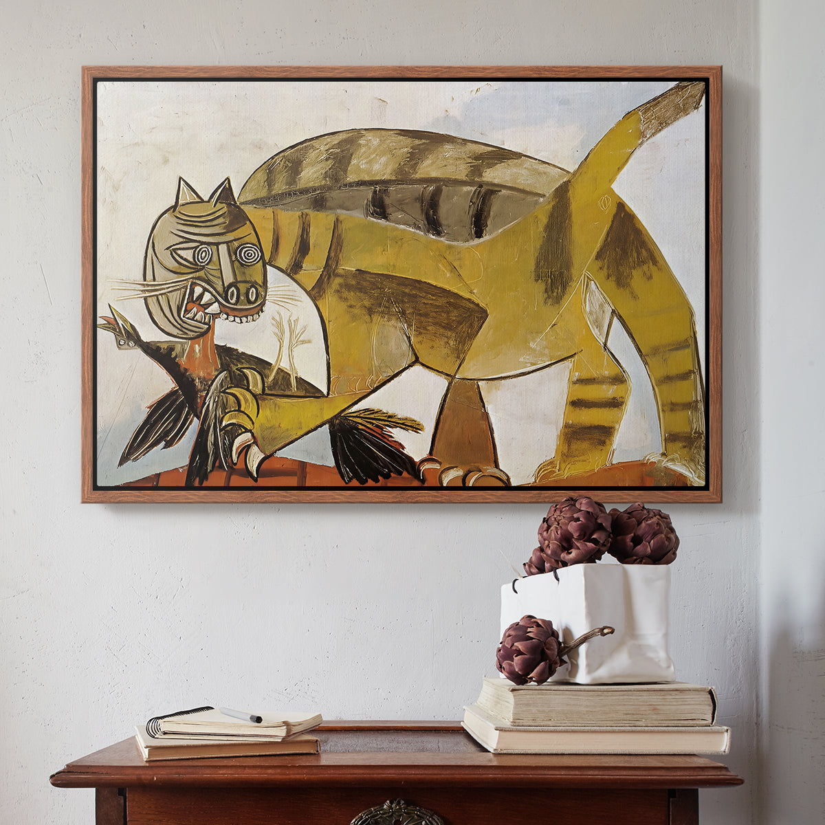Cat Eating a Bird, 1939 - Floater Framed Canvas Print