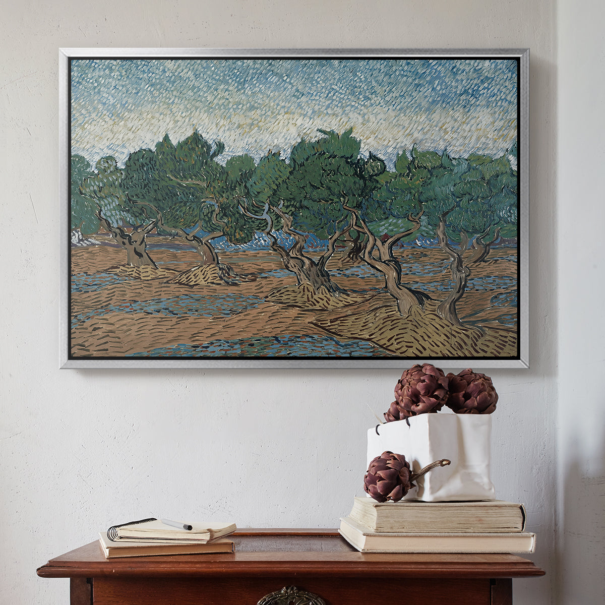 Olive Trees, 1889 - Floater Framed Canvas Print