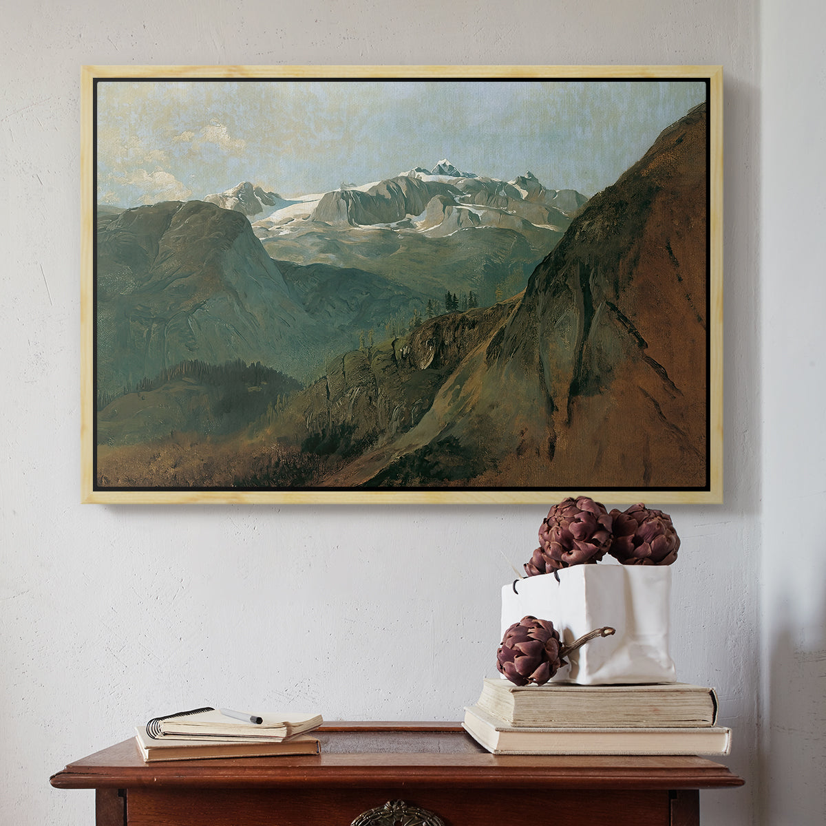 The Dachstein from the Plassen near Hallstatt, 1827 - Floater Framed Canvas Print