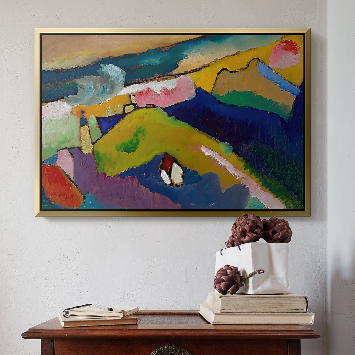 Murnau Mountain Landscape with Church, 1910 - Floater Framed Canvas Print