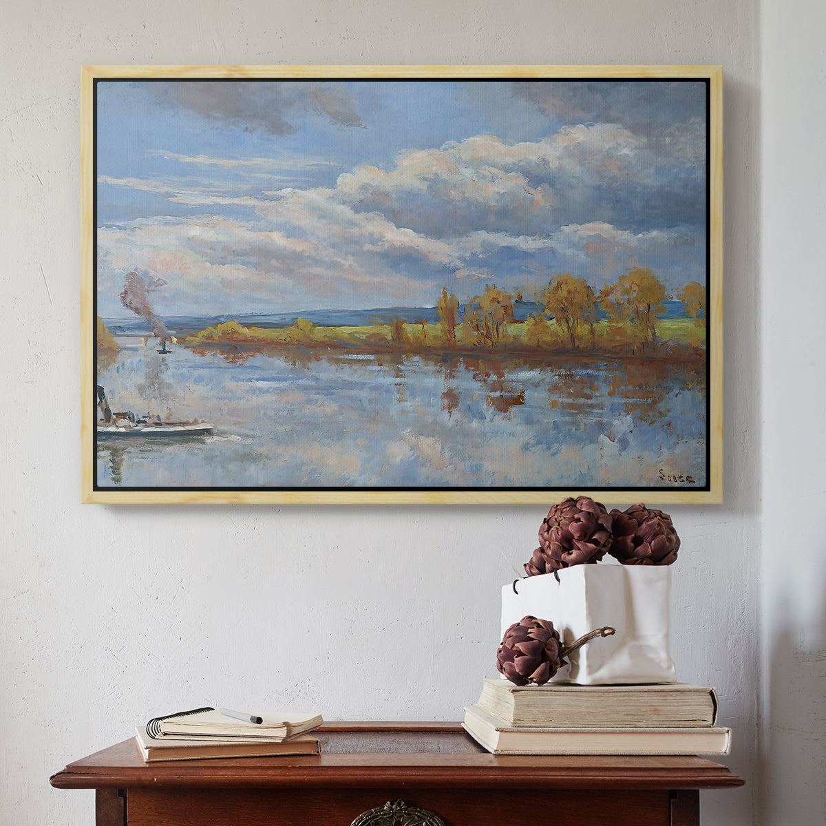 The Banks of the River Seine, 1893 - Floater Framed Canvas Print
