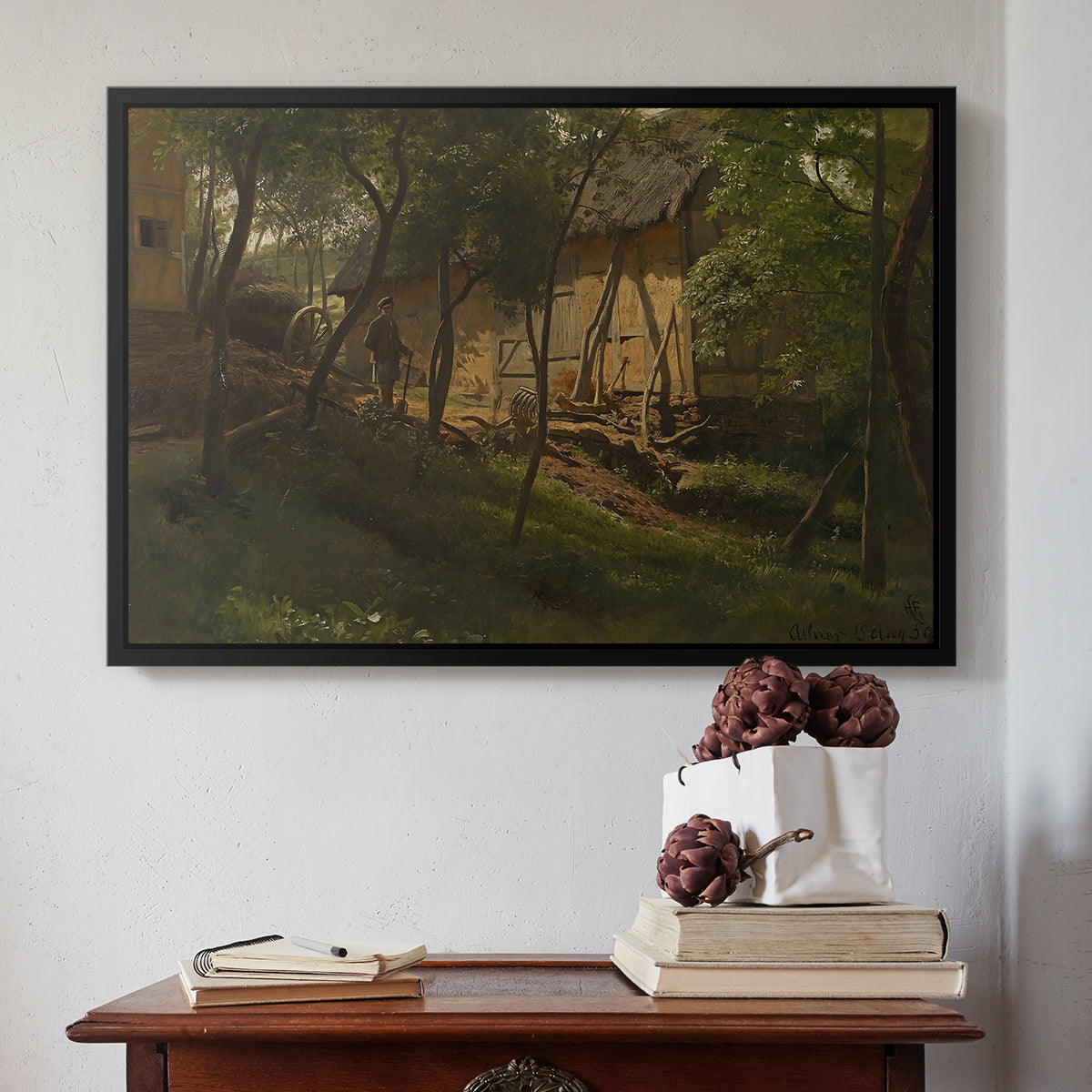 German Farm, 1859 - Floater Framed Canvas Print