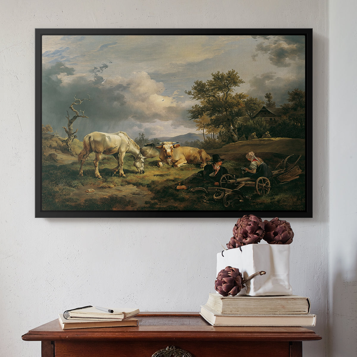 Young Peasant Couple Resting in the Field, 1829 - Floater Framed Canvas Print