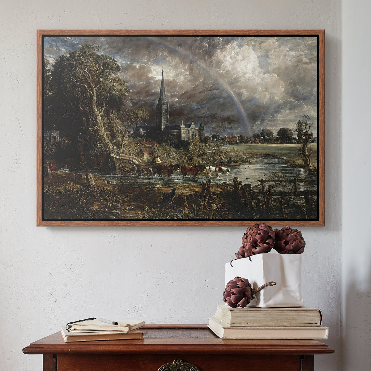 Salisbury Cathedral from the Meadows (Detail), 1831 - Floater Framed Canvas Print