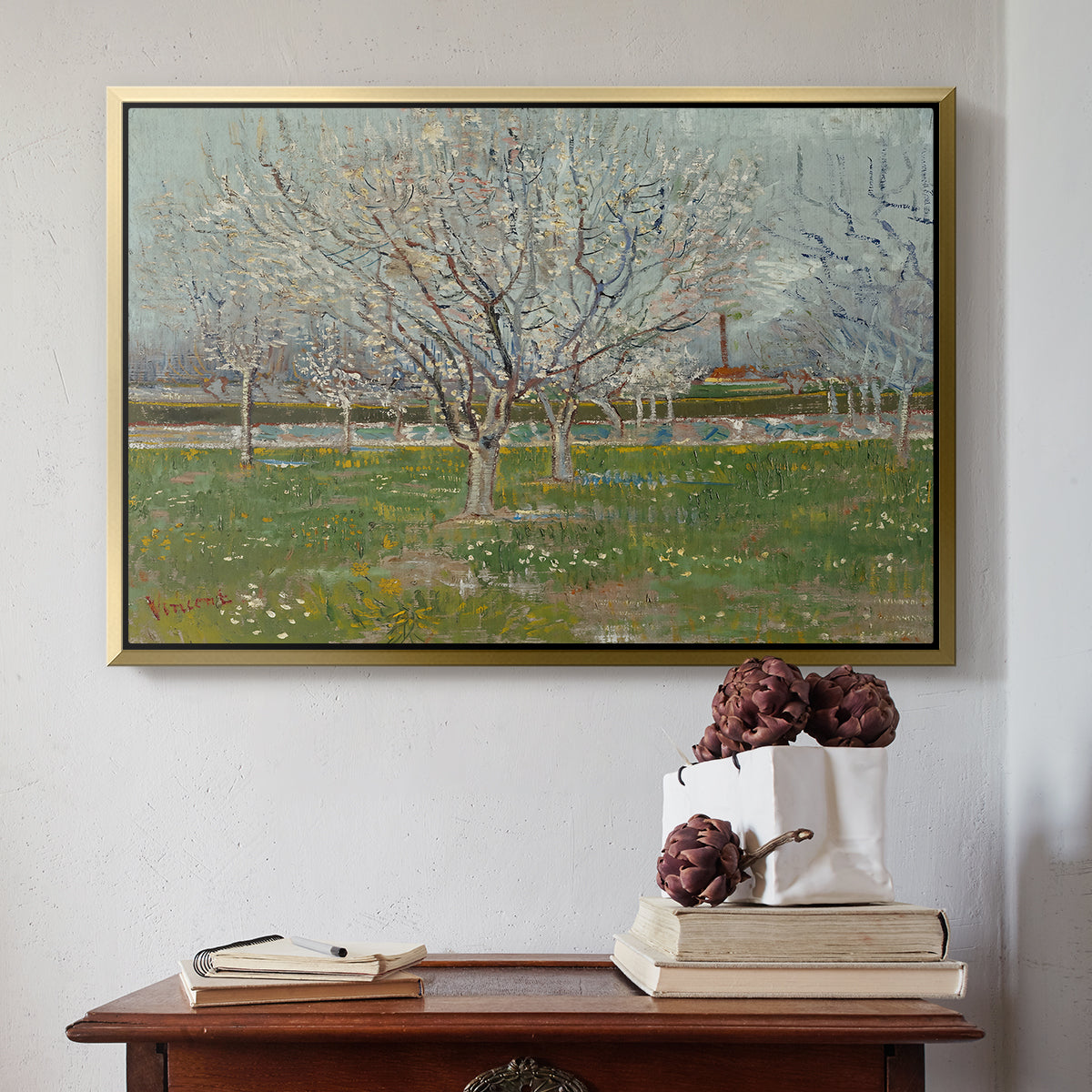Orchard in Blossom (Plum Trees), 1888 - Floater Framed Canvas Print