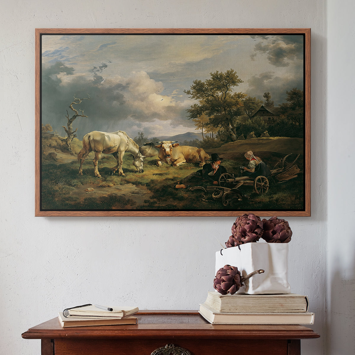 Young Peasant Couple Resting in the Field, 1829 - Floater Framed Canvas Print
