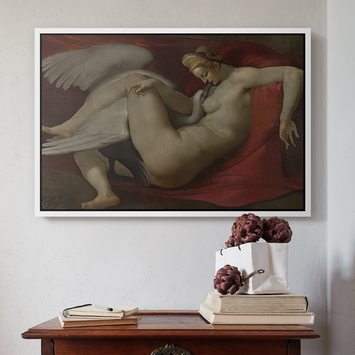 Leda and the Swan (16th-Century Version), c. 1530 - Floater Framed Canvas Print