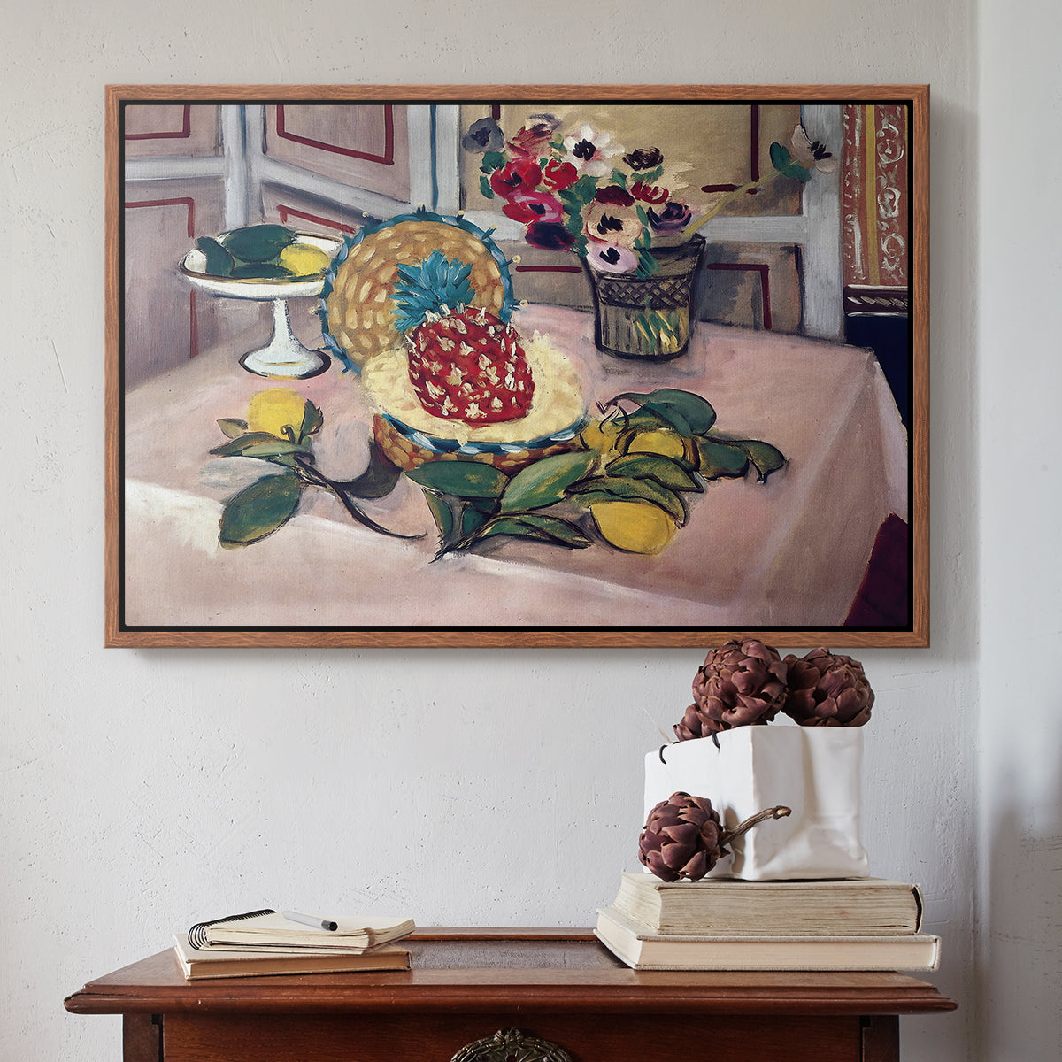 Still Life with Pineapple and Lemons, 1925 - Floater Framed Canvas Print