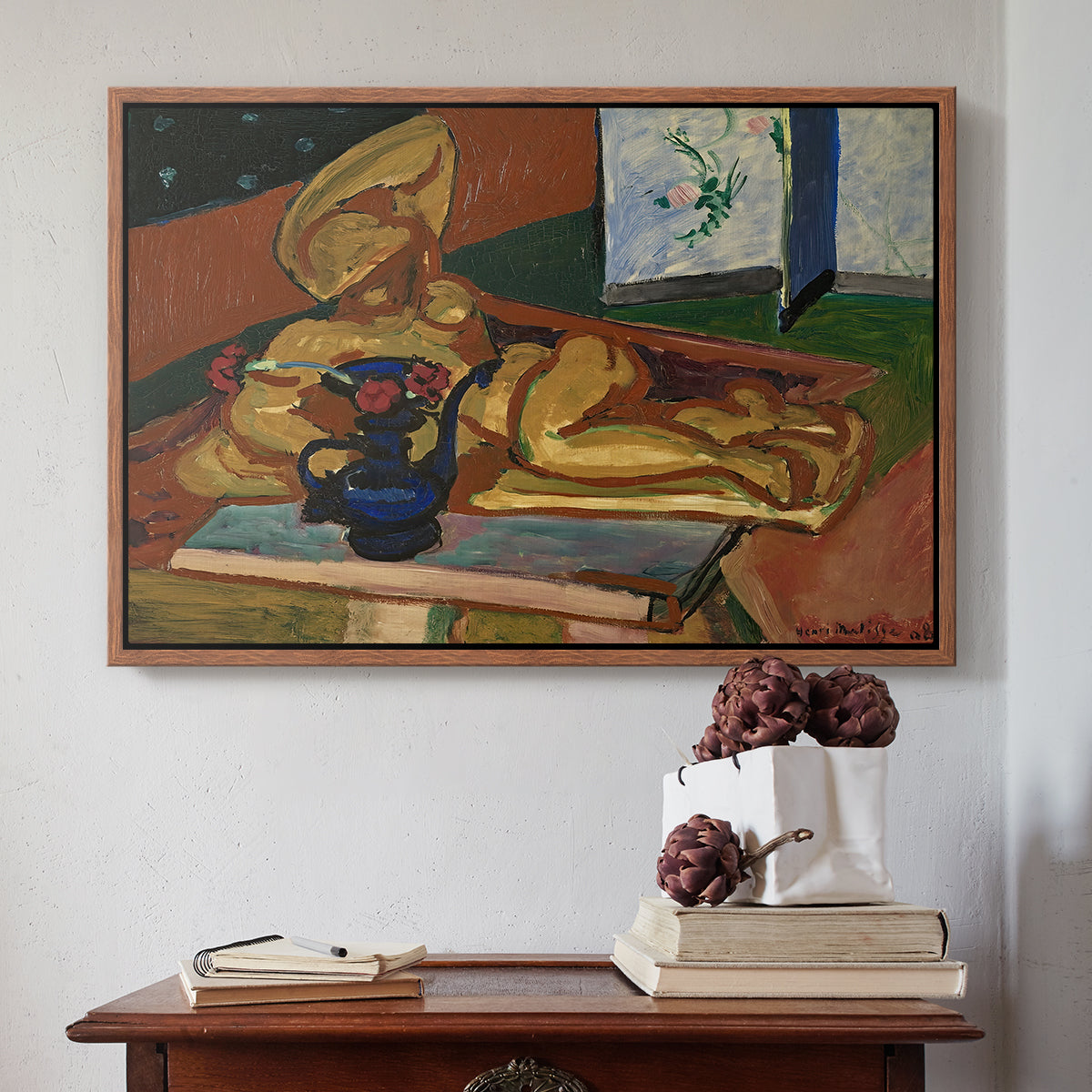 Sculpture and Persian Vase (The Bronze Figure), 1908 - Floater Framed Canvas Print