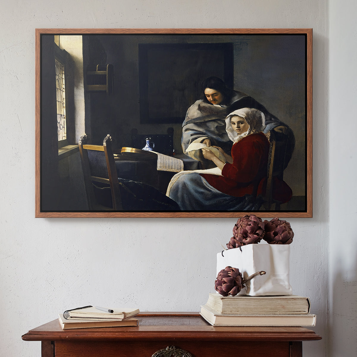 Girl Interrupted at Her Music, c. 1658-1659 - Floater Framed Canvas Print