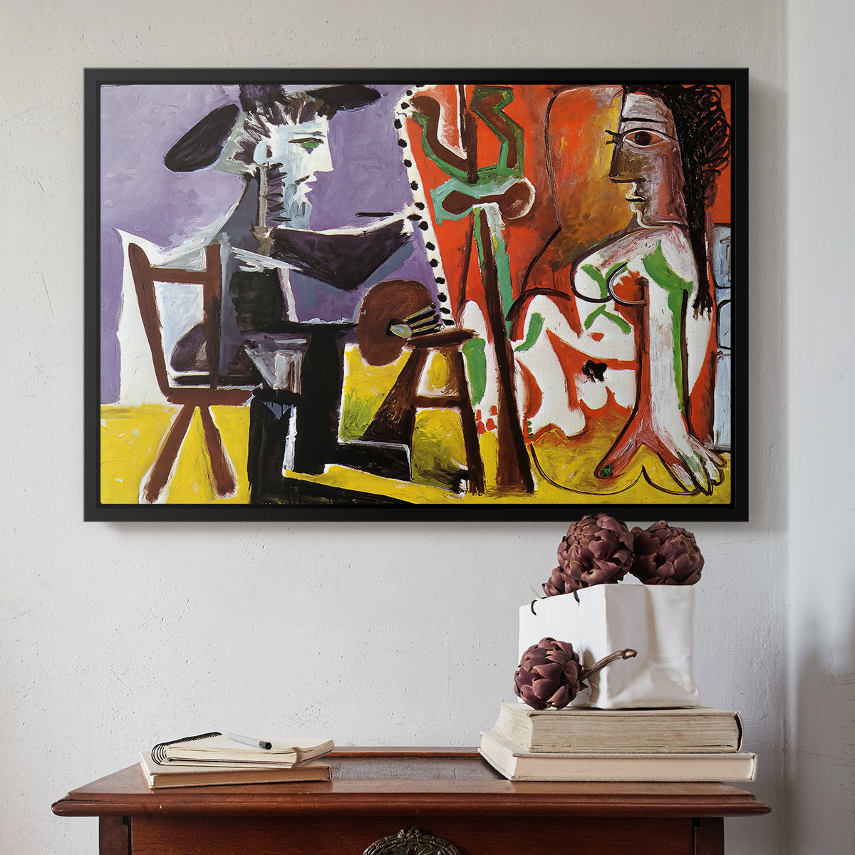 The Painter and His Model, 1963 - Floater Framed Canvas Print