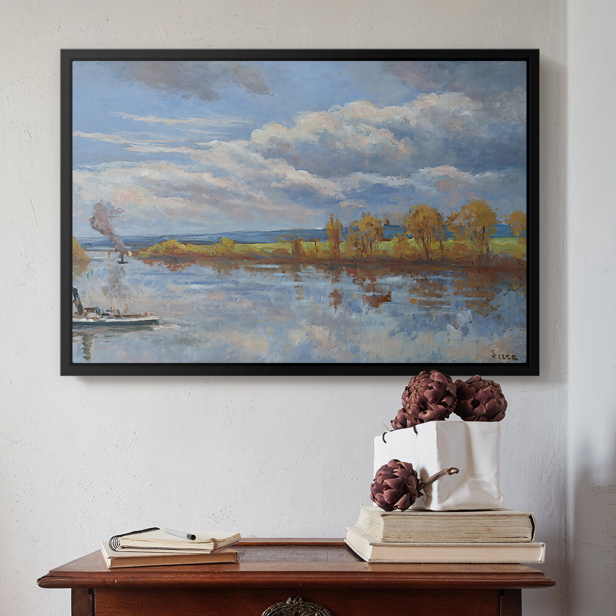 The Banks of the River Seine, 1893 - Floater Framed Canvas Print