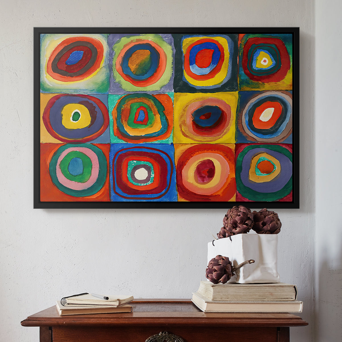Color Study: Squares with Concentric Circles, 1913 - Floater Framed Canvas Print