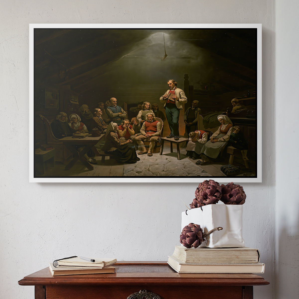 Low Church Devotion (Haugianerne), 1848 - Floater Framed Canvas Print