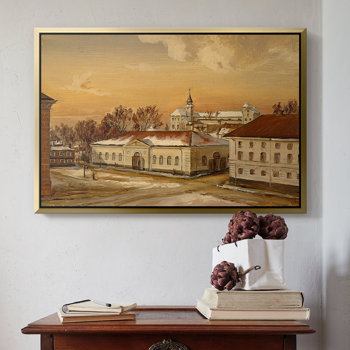 The Riding School at Akershus Castle, 1846 - Floater Framed Canvas Print