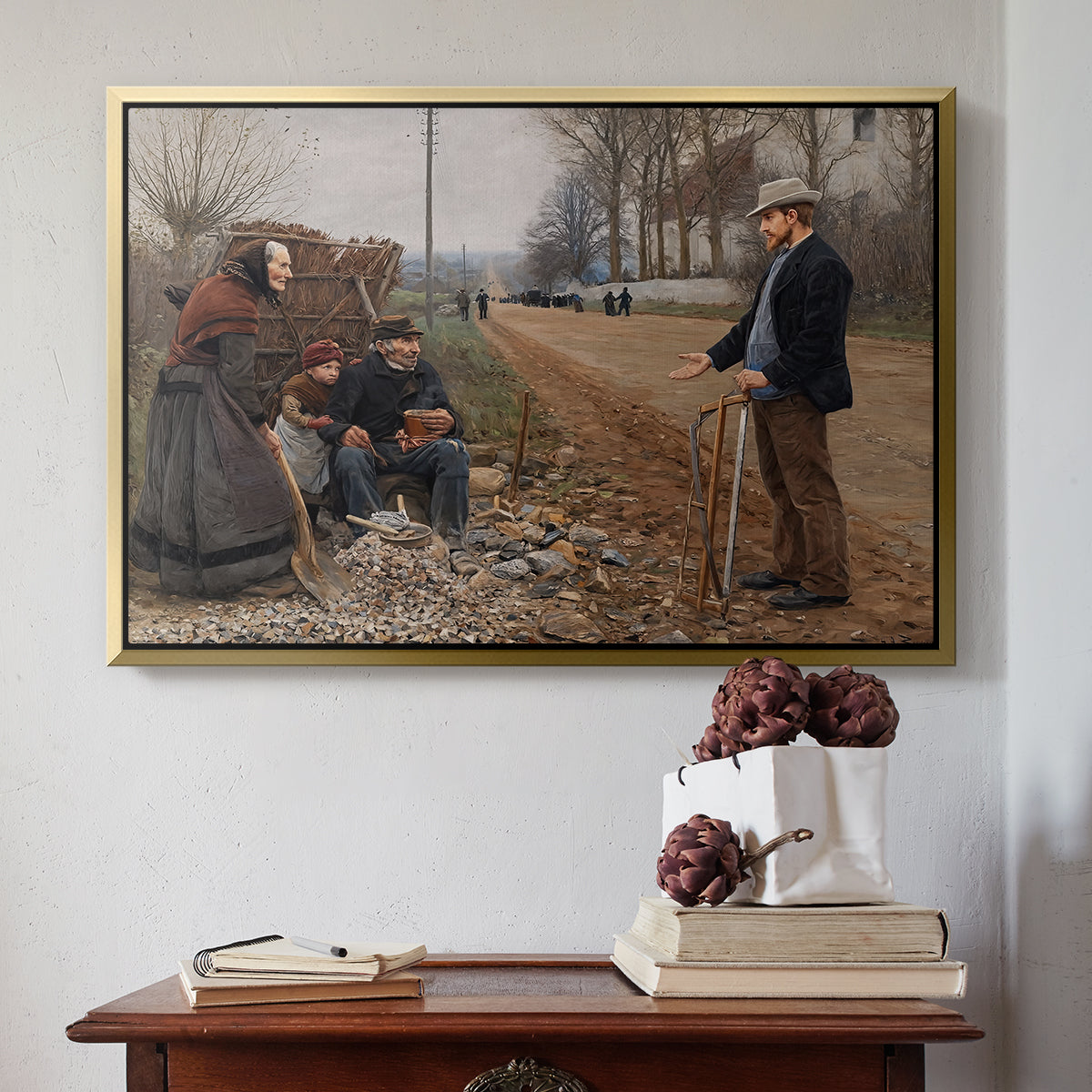 People by a Road, 1893 - Floater Framed Canvas Print